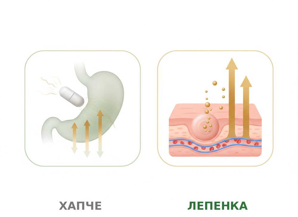 Лепенка срещу хапче — трансдермалната доставка заобикаля загубите в стомаха